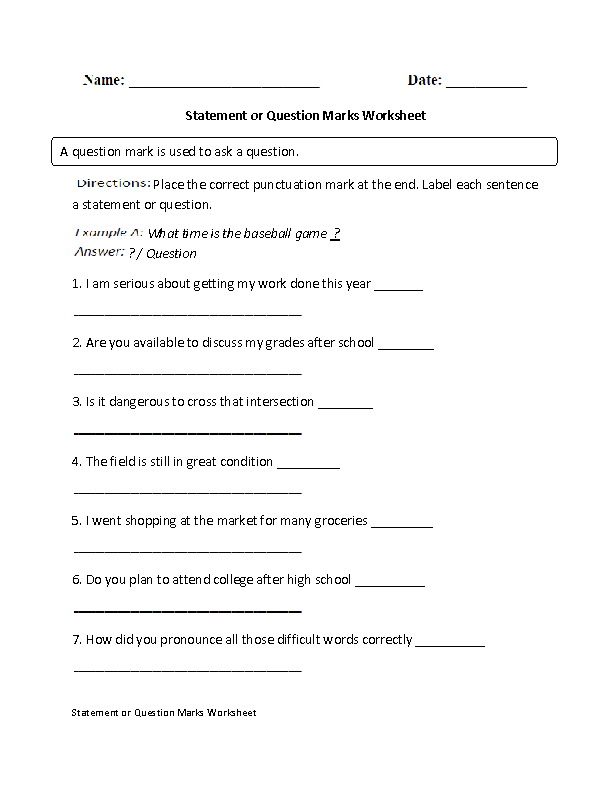 Englishlinx Question Marks Worksheets