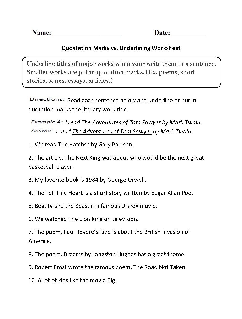 Grammar Mechanics Worksheets  Italics and Underlining Worksheets printable worksheets, worksheets for teachers, worksheets, multiplication, math worksheets, and grade worksheets Quotation Marks Worksheet 3rd Grade 1331 x 1012