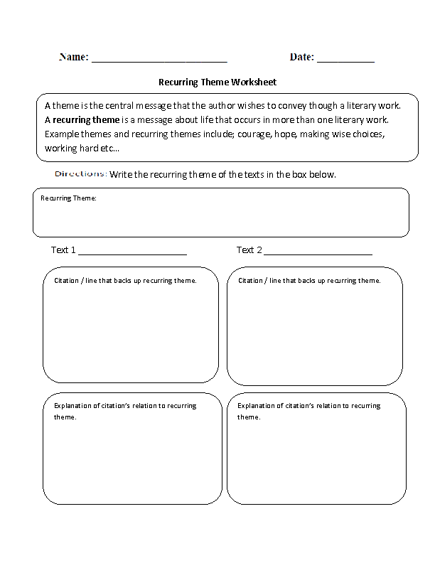 Recurring Theme Worksheet