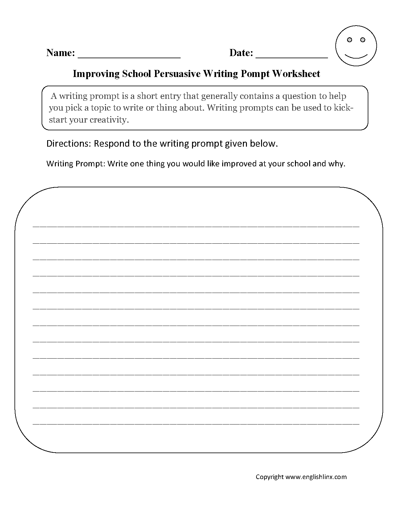 Improving School Persuasive Writing Prompt Worksheet