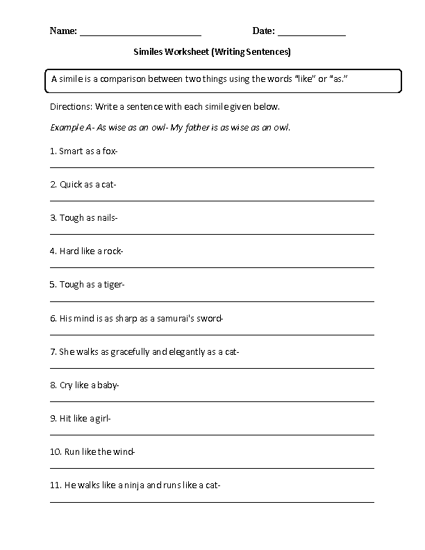 Englishlinx.com | Figures of Speech Worksheets