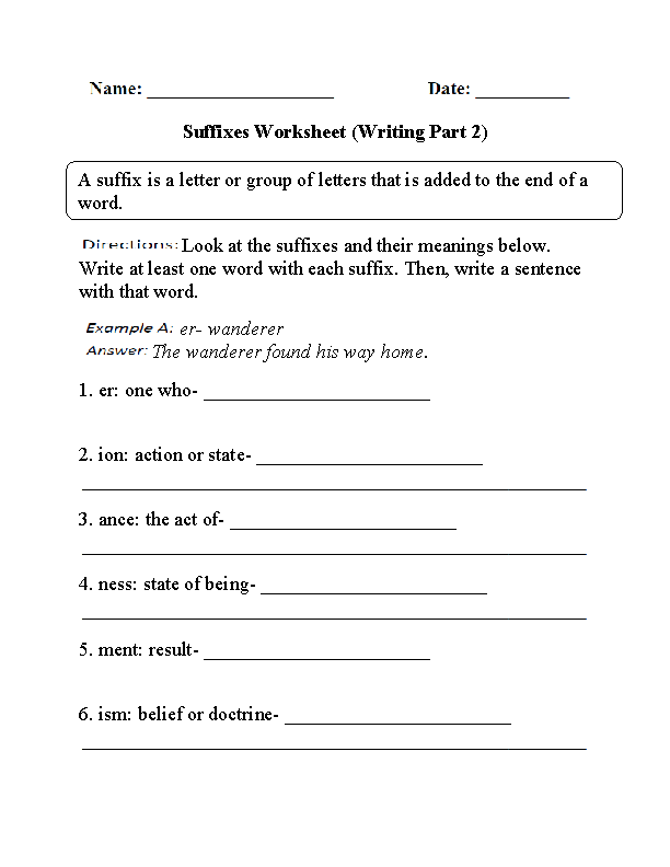 Englishlinx Suffixes Worksheets