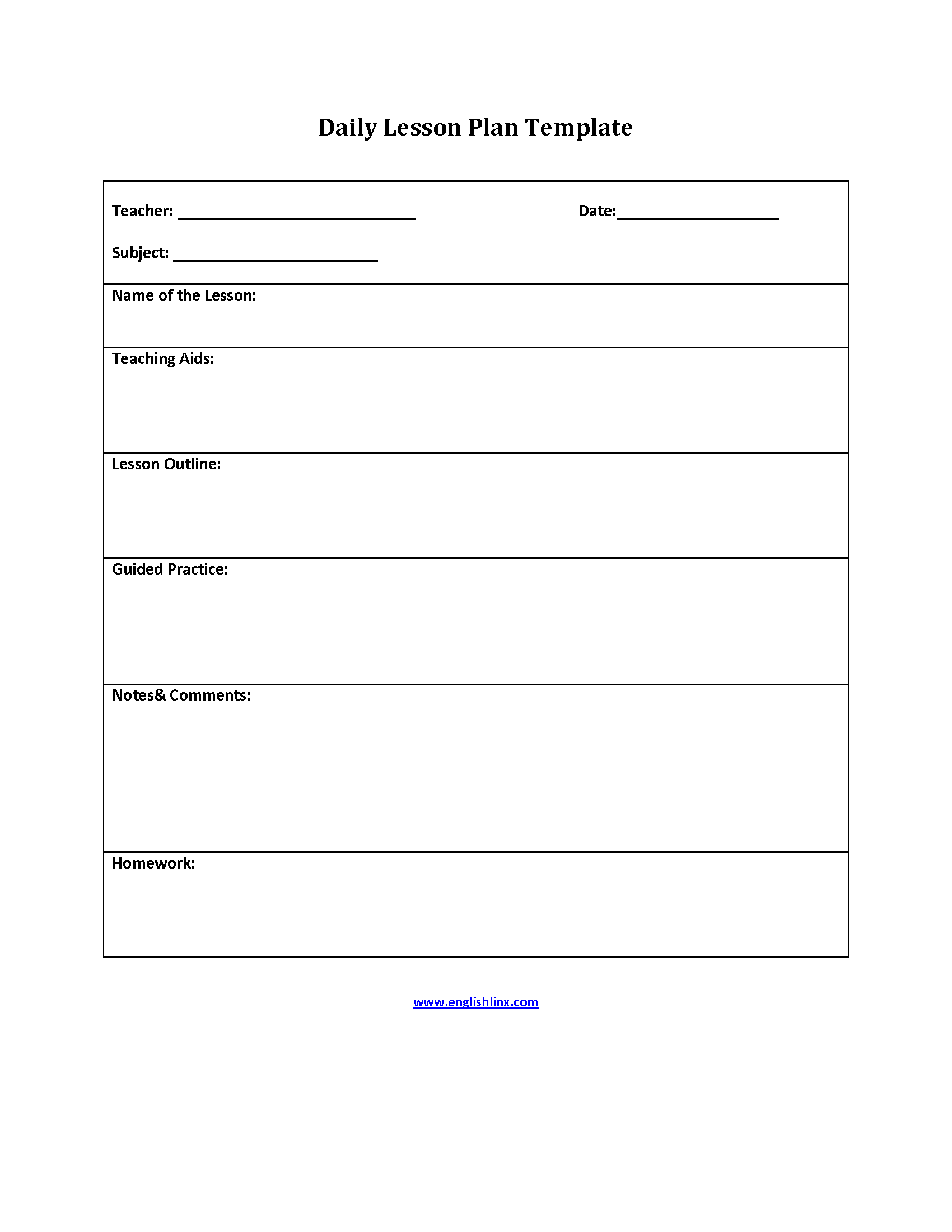 Teaching Aids Lesson Plan Template