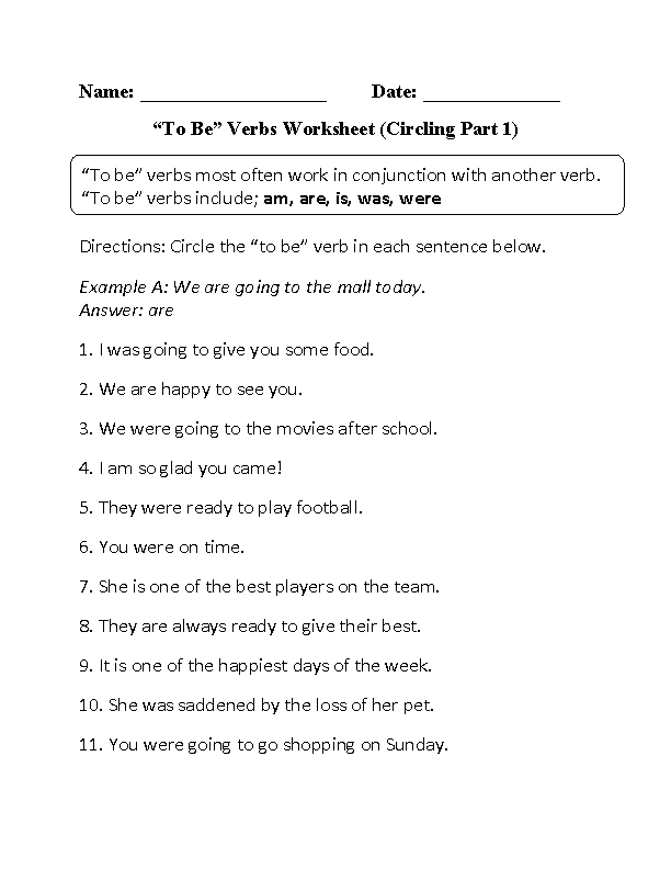 To Be Verbs Replace Worksheet