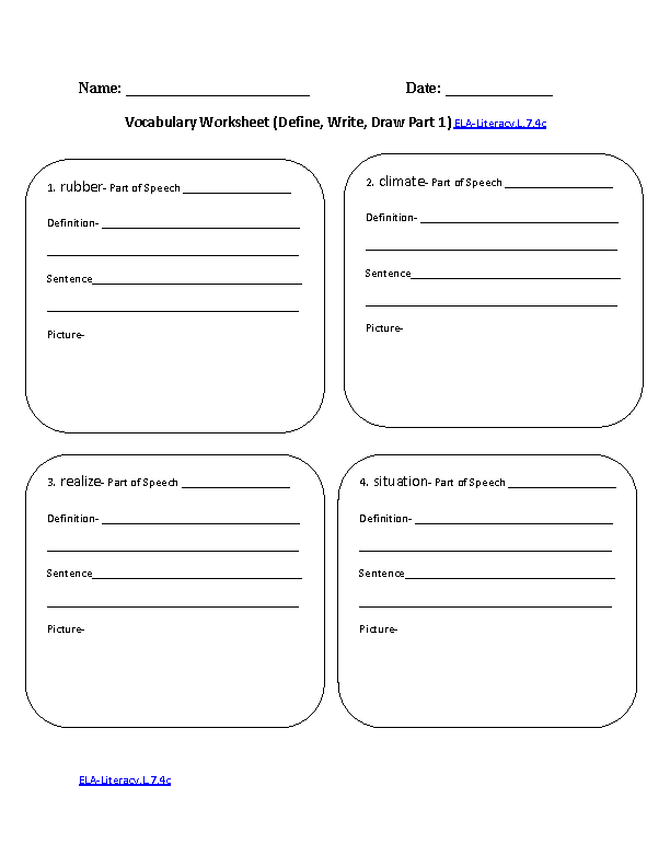 Printable Vocabulary Worksheets For 7th Graders - 7th ...