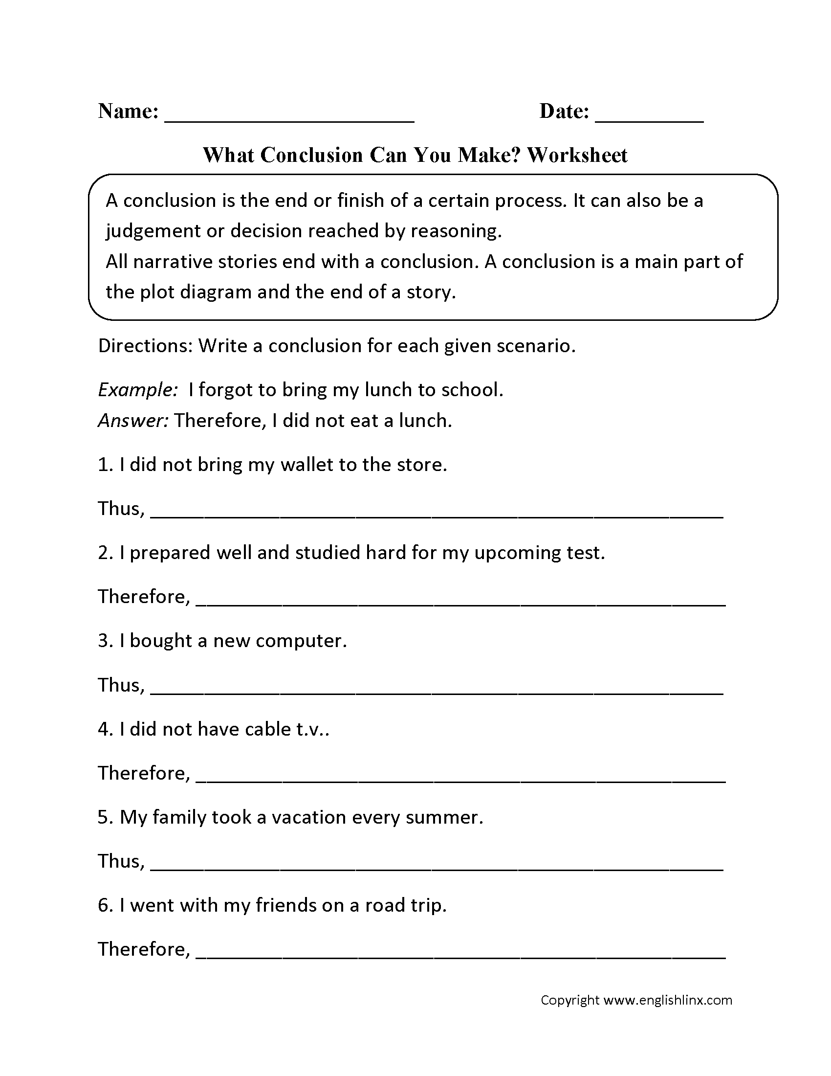 What Conclusion Can you Make? Worksheet
