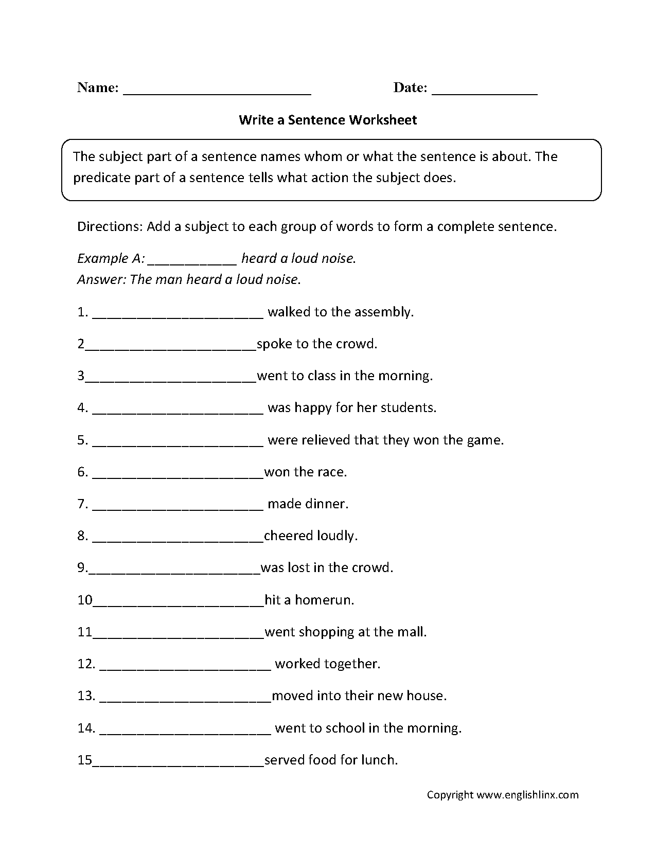 Basic Sentence Structure Exercises