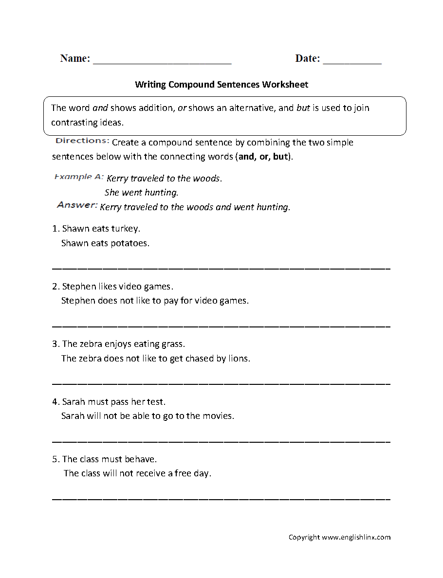 First Grade Writing Sentences Worksheets and Printables
