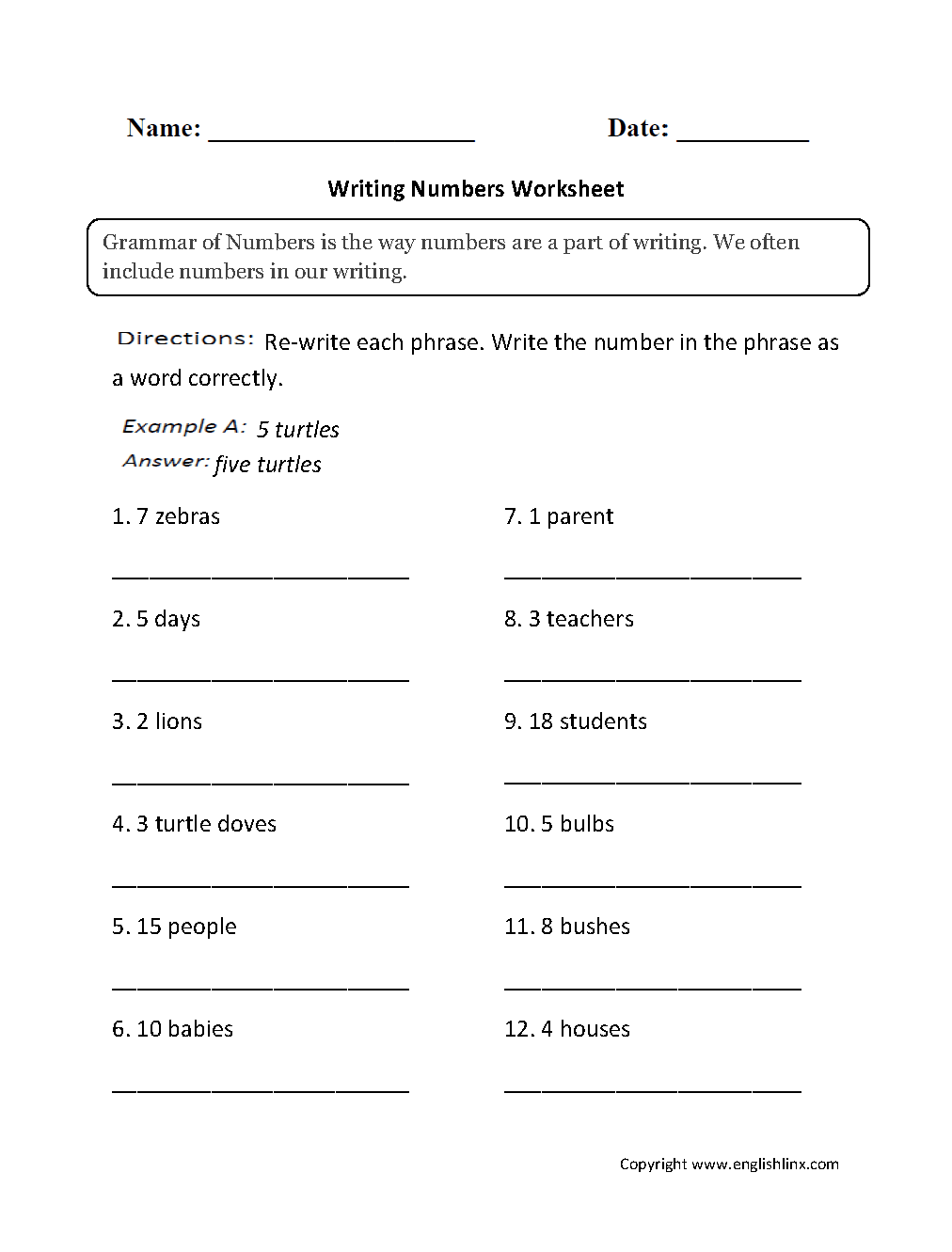 Grammar Mechanics Worksheets Grammar Of Numbers Worksheets