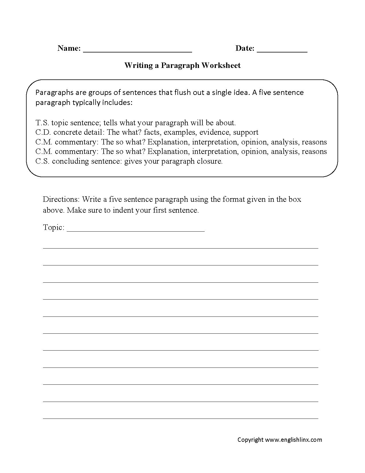 paragraph-writing-worksheets