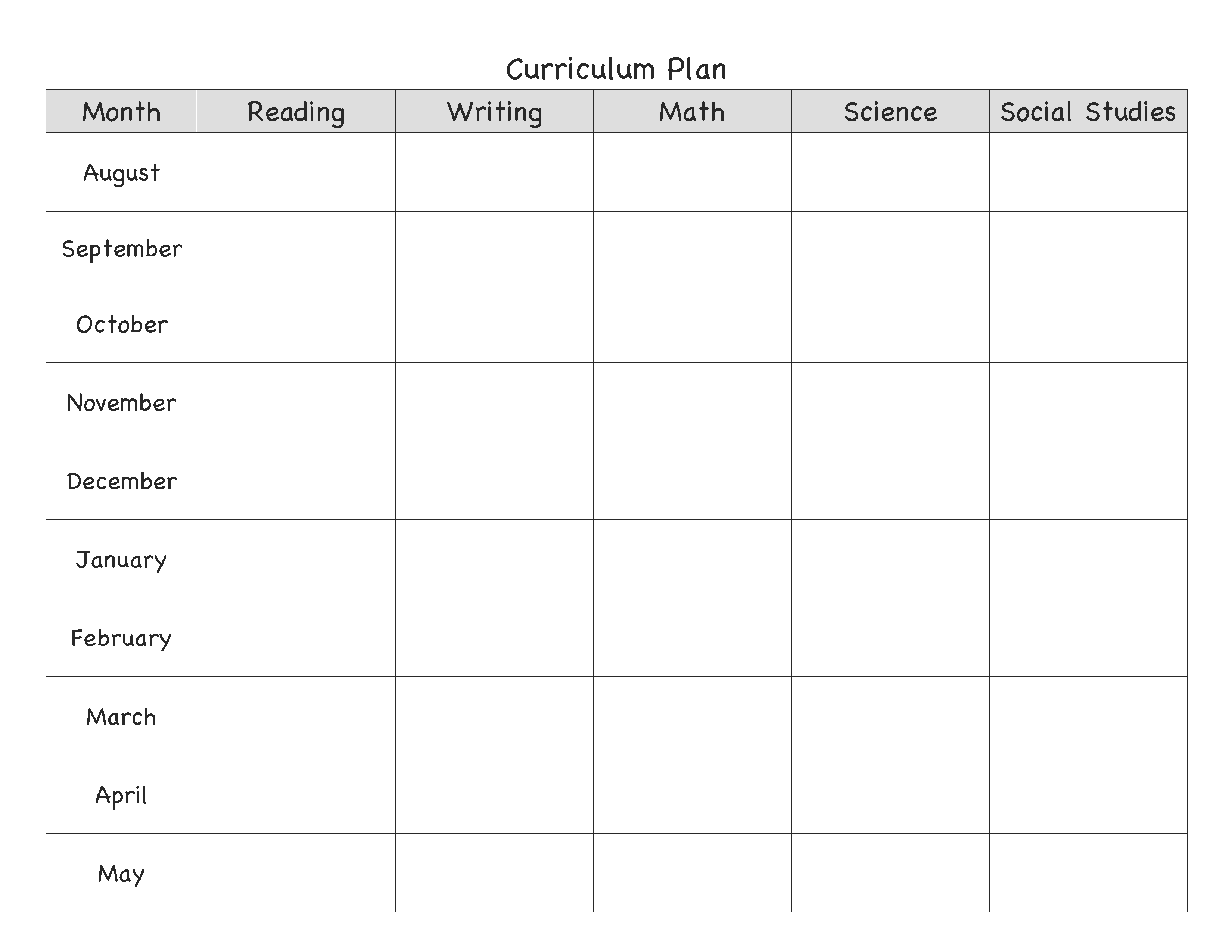 Year Lesson Plan Template