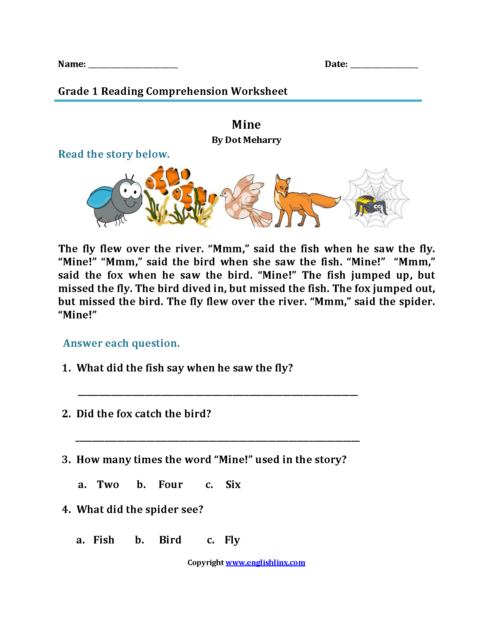 one-page-reading-printable-worksheet-first-grade-short-story