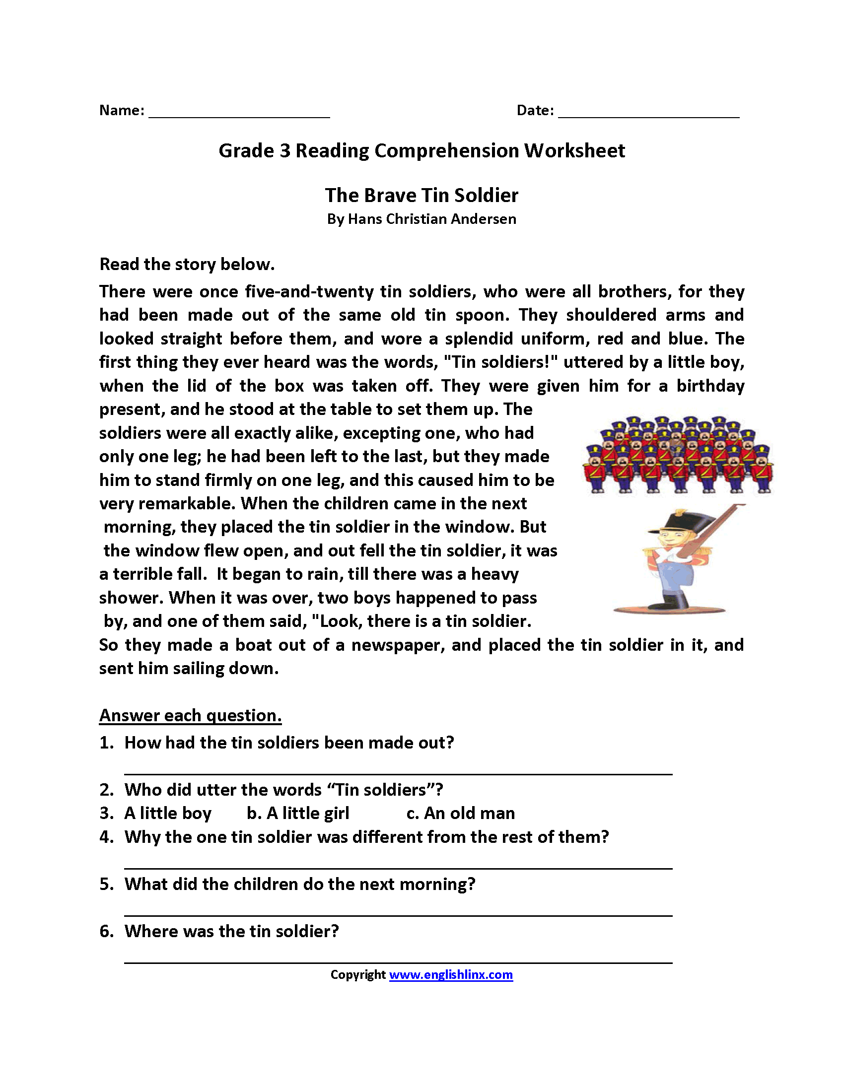 3rd Grade Worksheets Reading