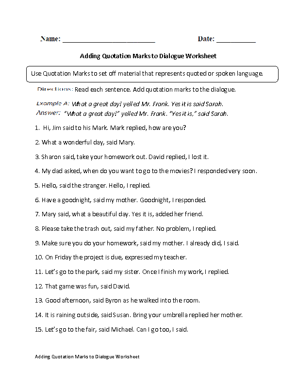englishlinx com quotation marks worksheets