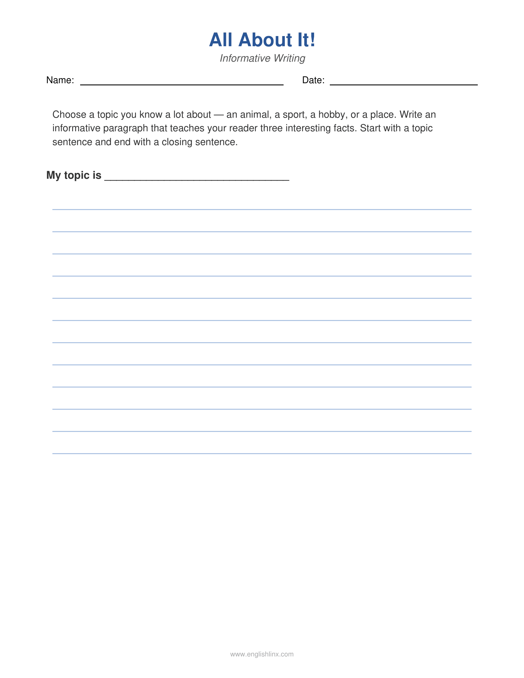 All About It! Worksheet