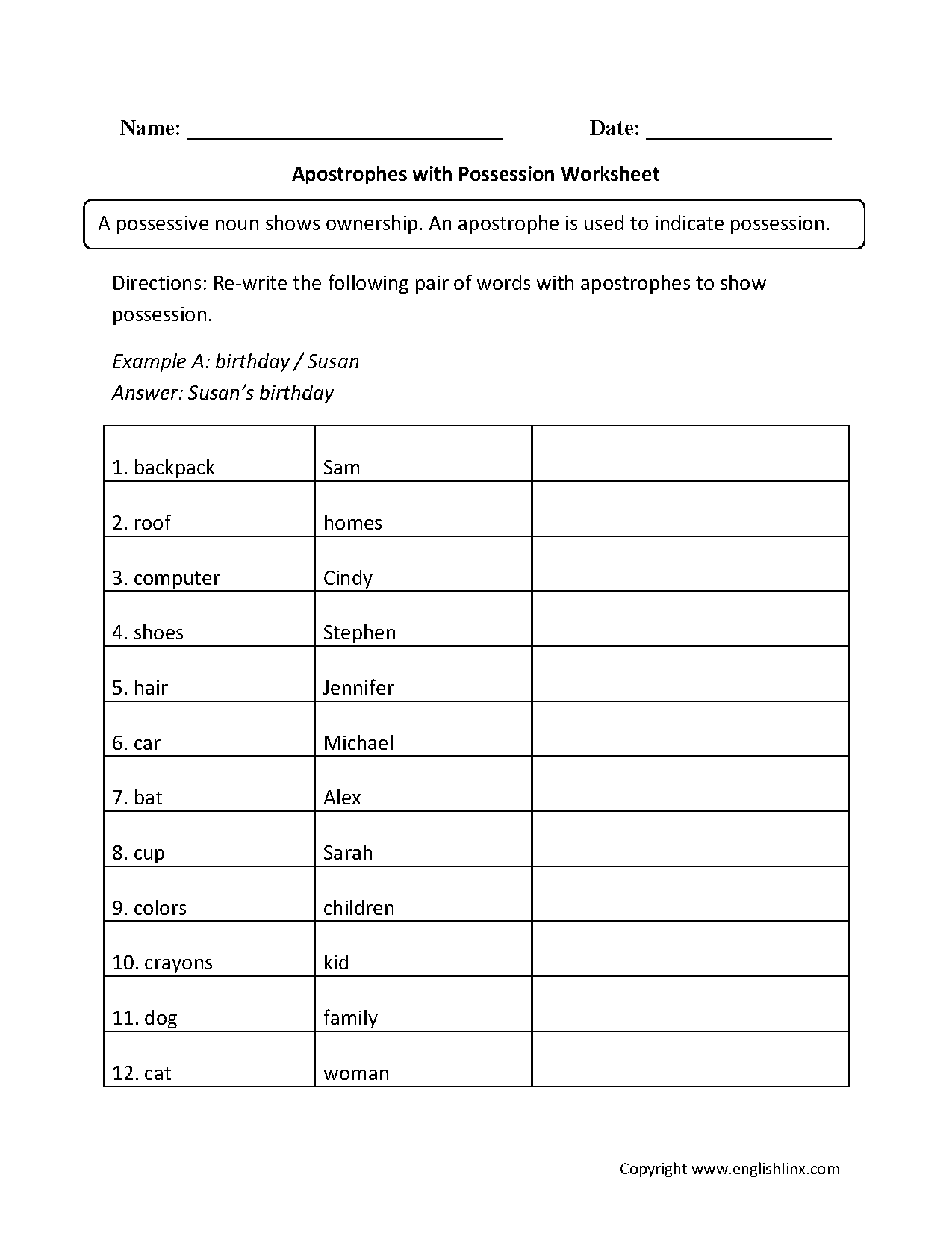 Englishlinx.com | Apostrophes Worksheets