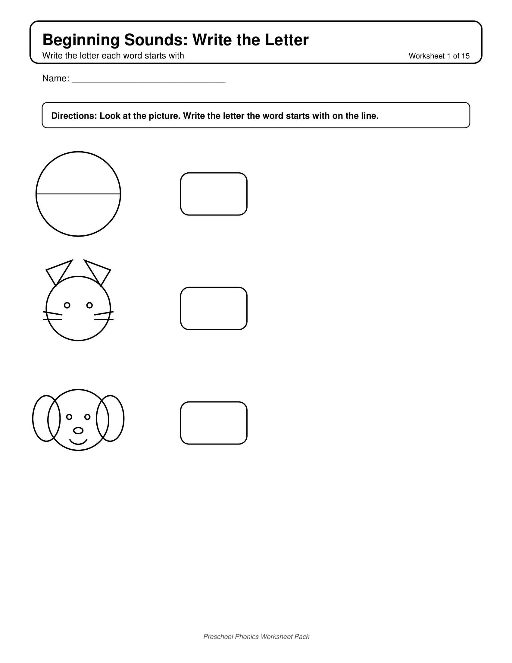 Beginning Sounds B C D Phonics Worksheets for Preschool