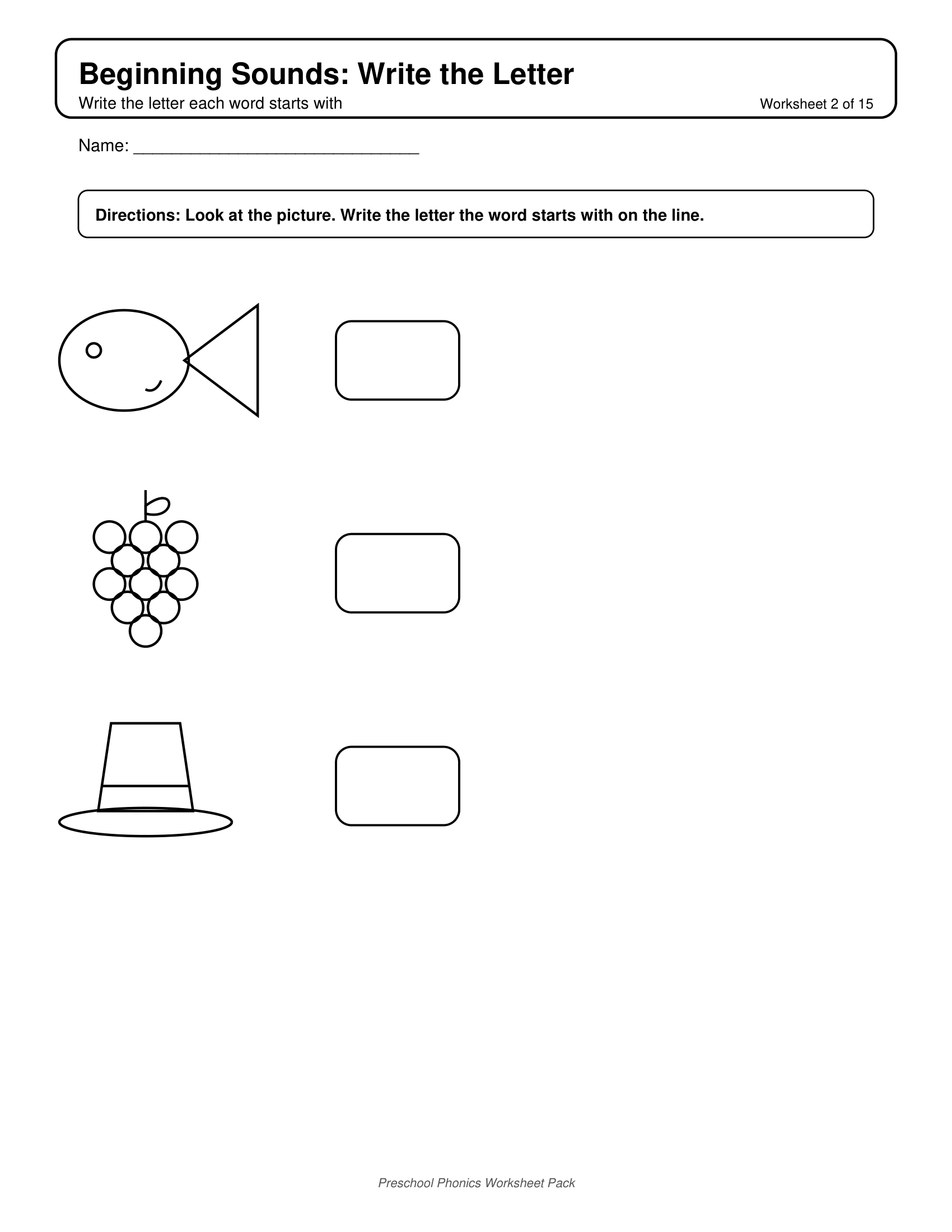 Beginning Sounds F G H Phonics Worksheets for Preschool