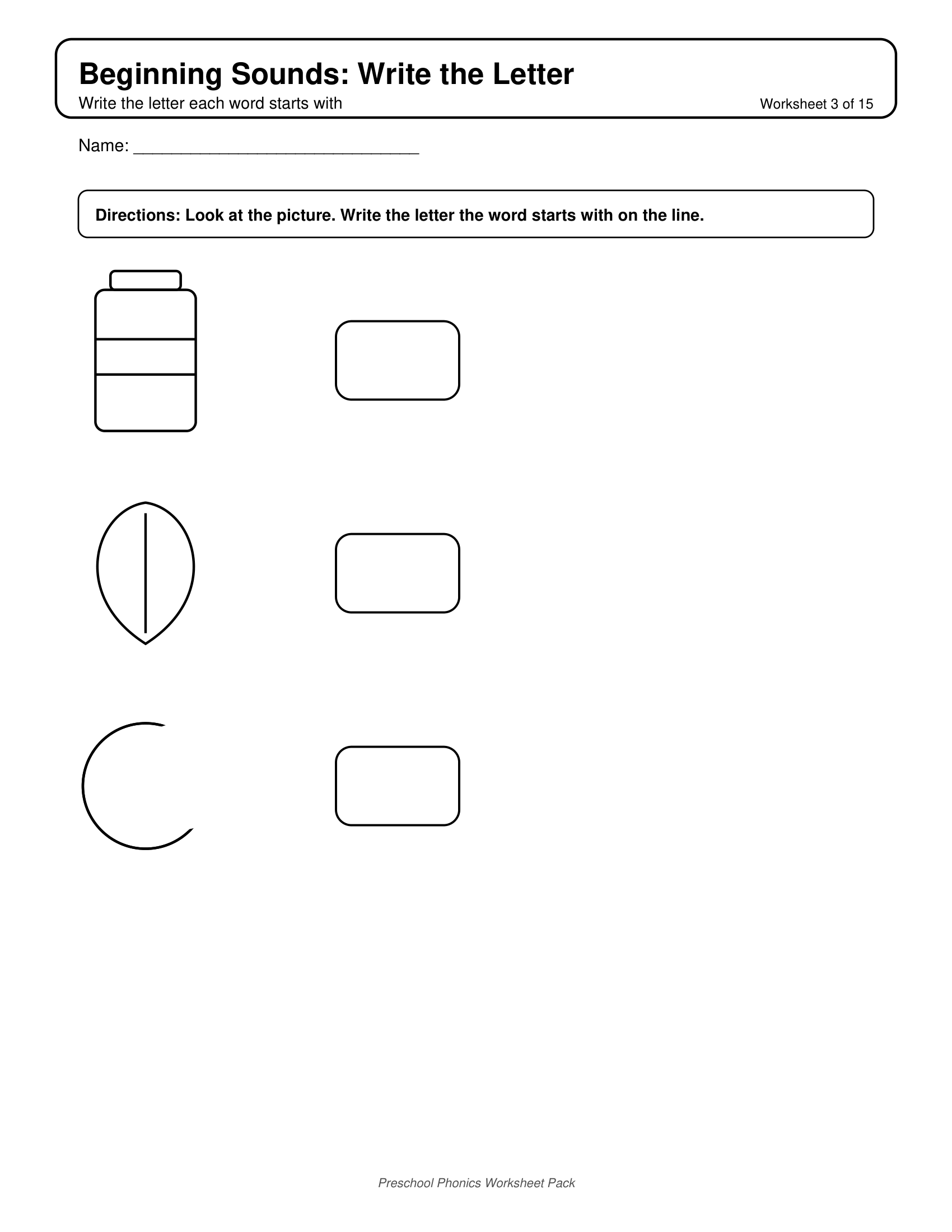 Beginning Sounds J L M Phonics Worksheets for Preschool