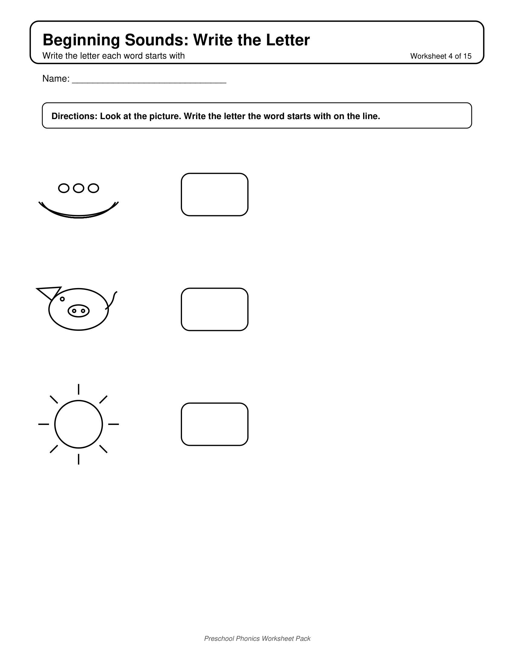 Beginning Sounds N P S Phonics Worksheets for Preschool