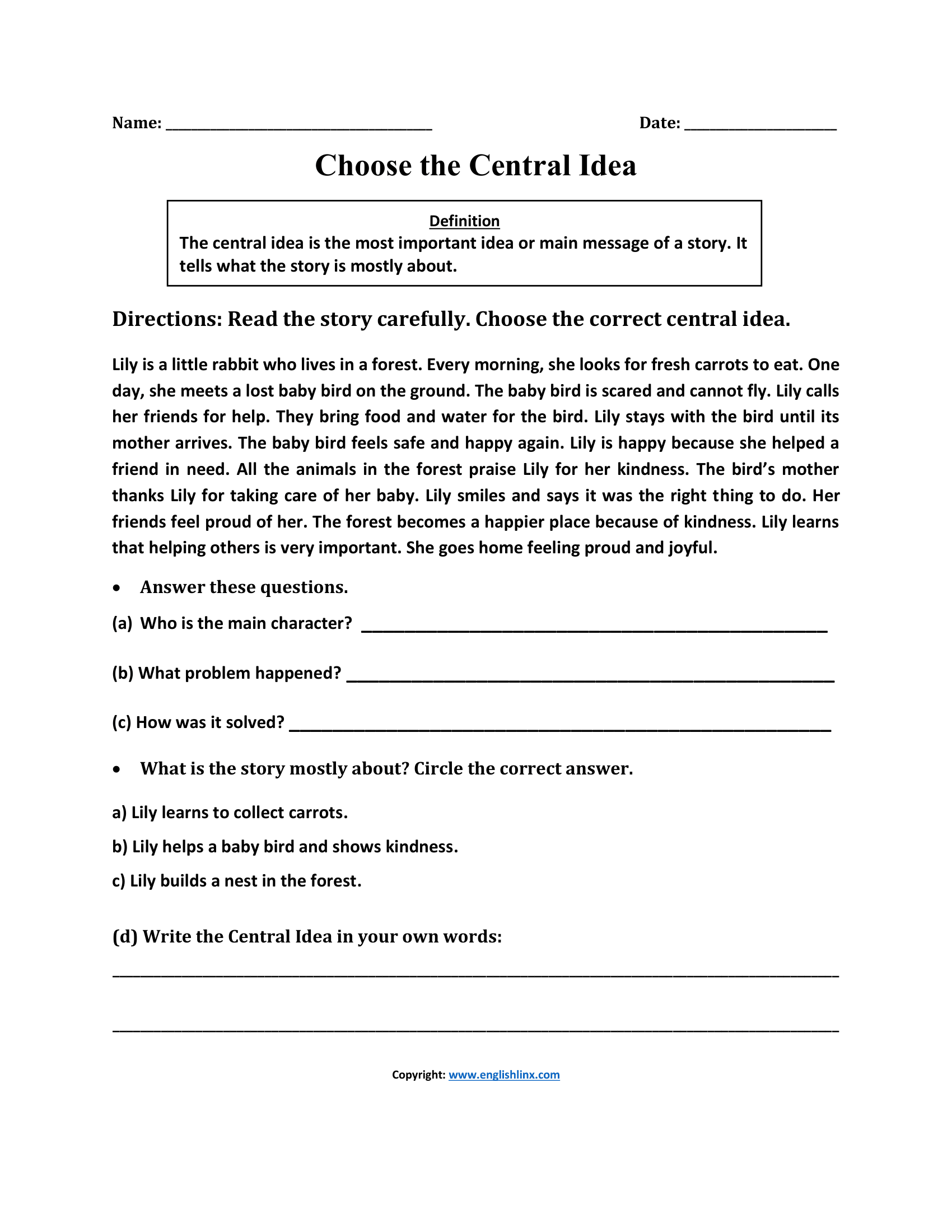 Choose the Central Idea
