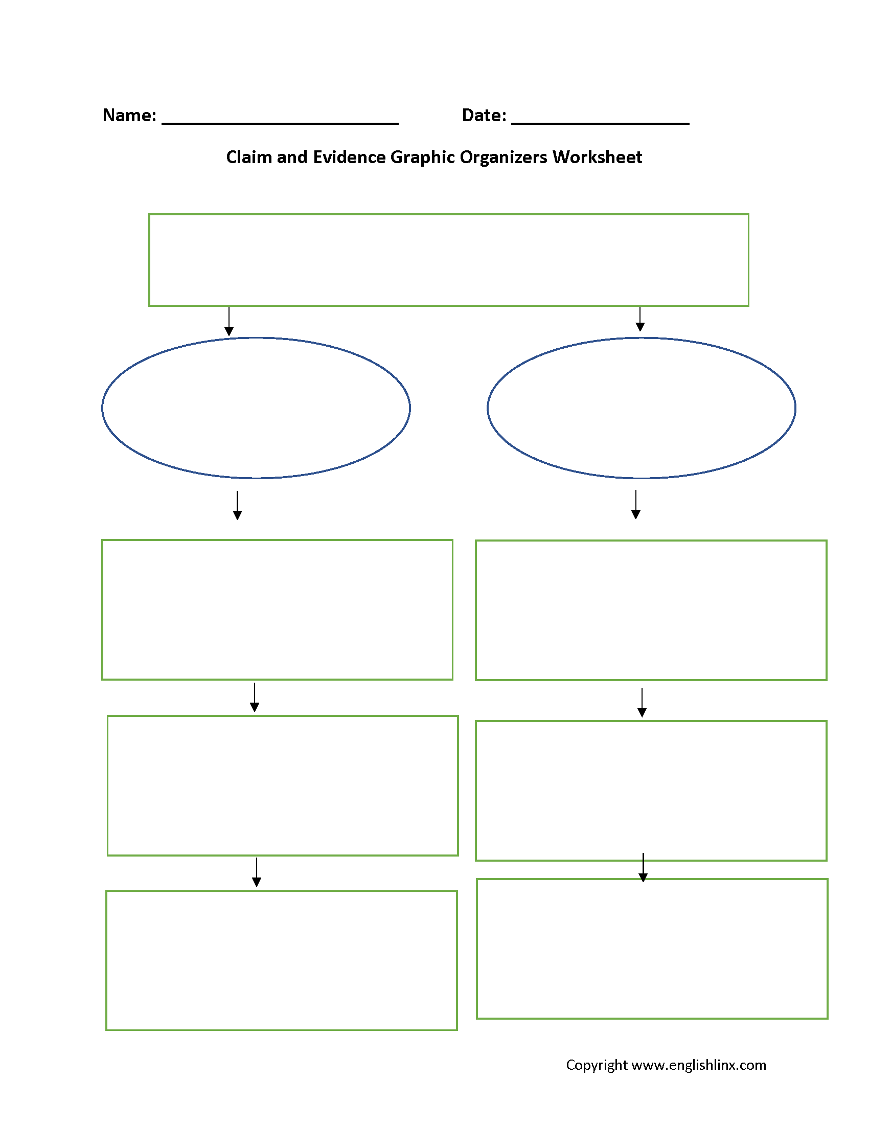 Claim and Evidence Graphic Organizers Worksheets