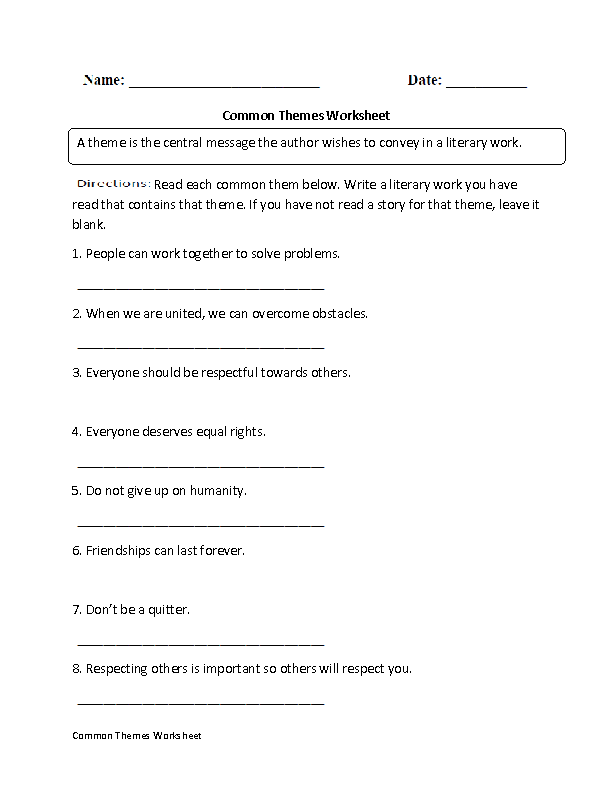 Englishlinx Theme Worksheets
