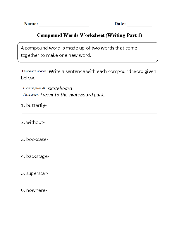 Writing with Compound Words Worksheet