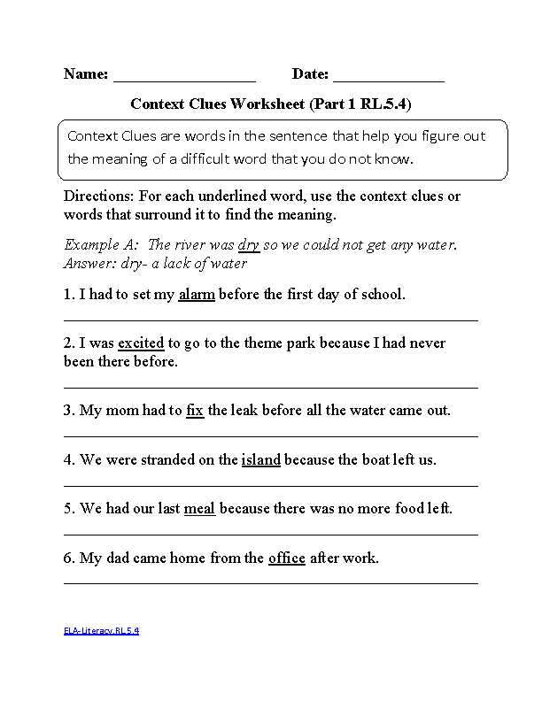5th Grade Common Core | Reading Literature Worksheets