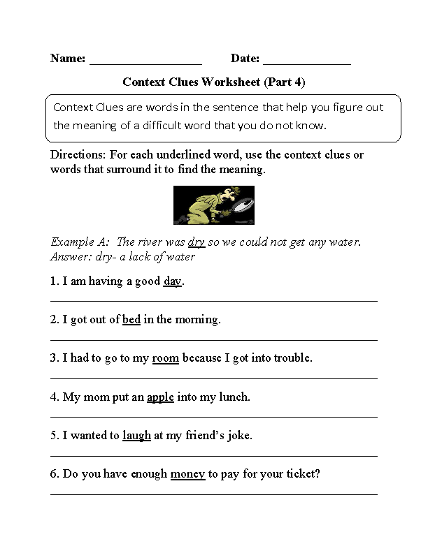 Context Clues Worksheets Part 4 Beginner