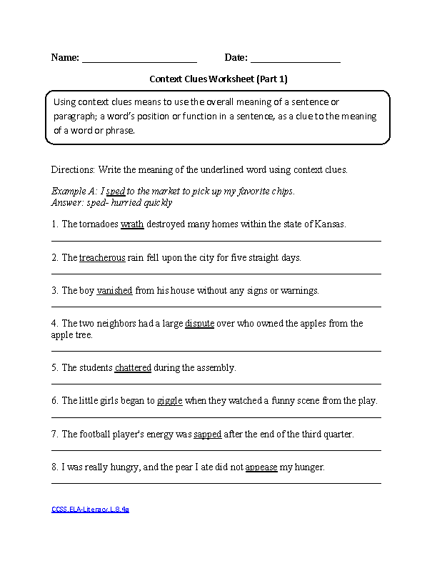 8th Grade Common Core | Language Worksheets