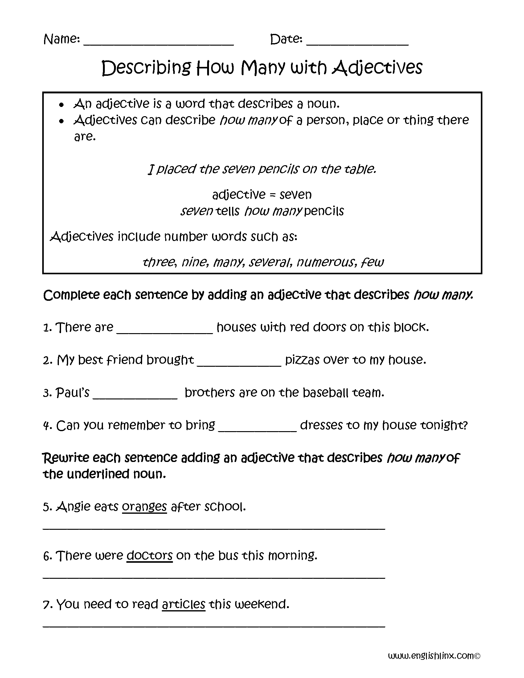 Adjectives Chart Pdf