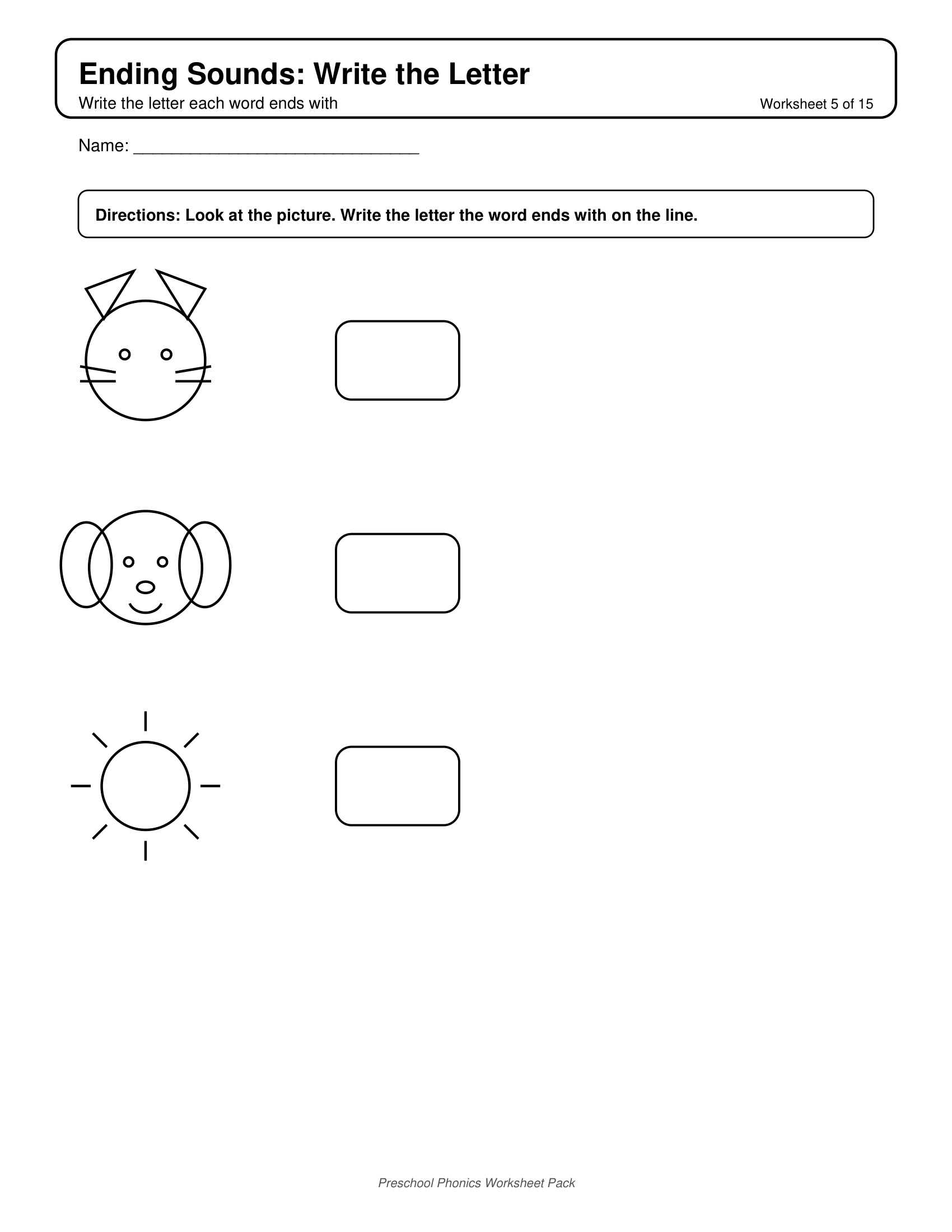 Ending Sounds Write Letter 1 Phonics Worksheets for Preschool