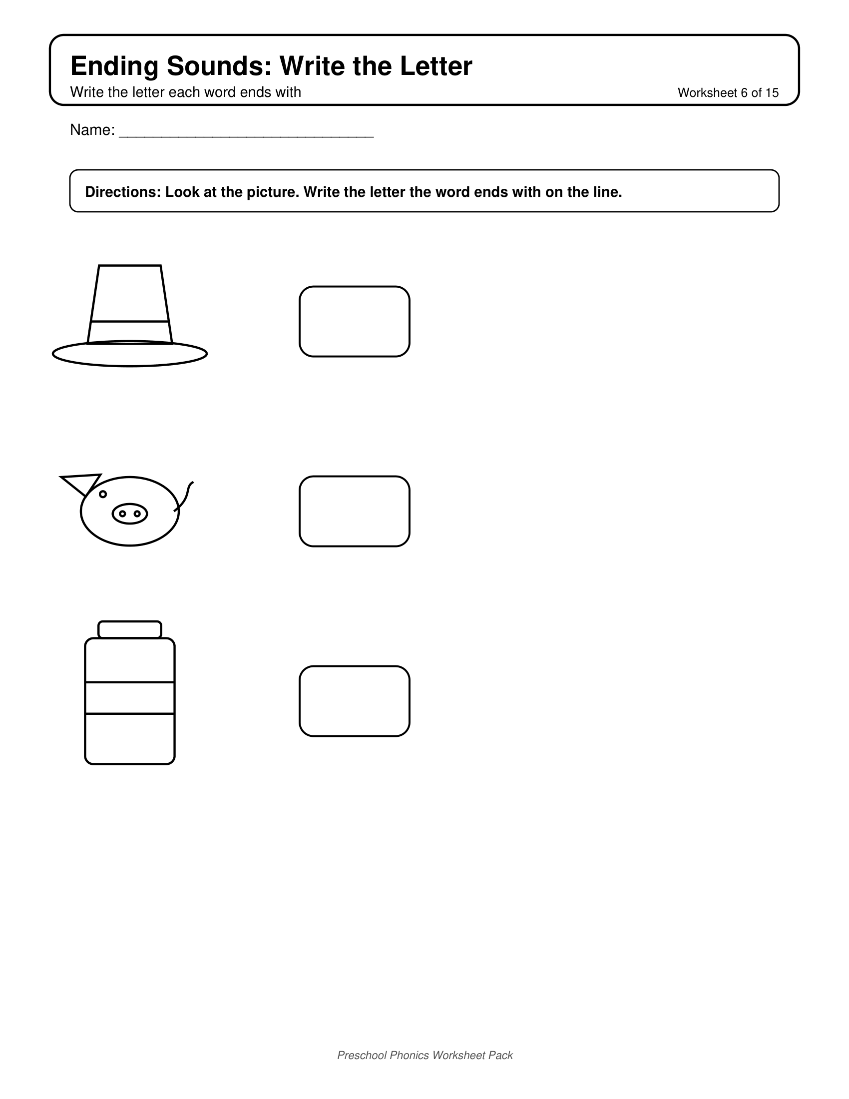 Ending Sounds Write Letter 2 Phonics Worksheets for Preschool