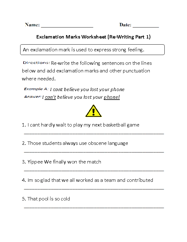 Re-Writing Exclamation Marks Worksheet