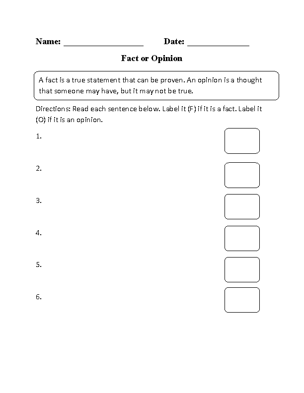 Fact or Opinion Graphic Organizers Worksheet