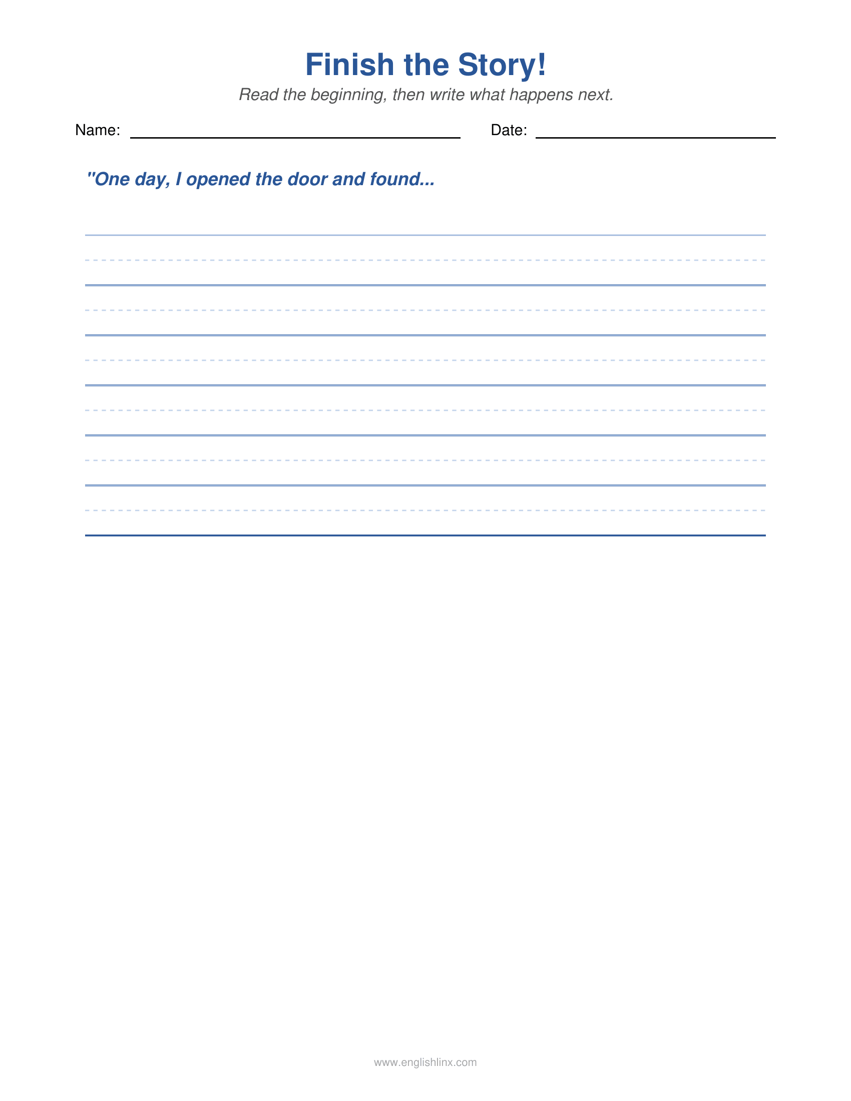 Finish the Story 1st Grade Writing Worksheets