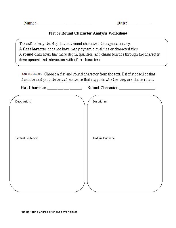 Flat or Round Character Analysis Worksheet