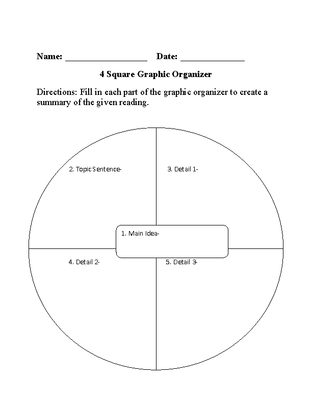 Four Square Graphic Organizer Editable Template