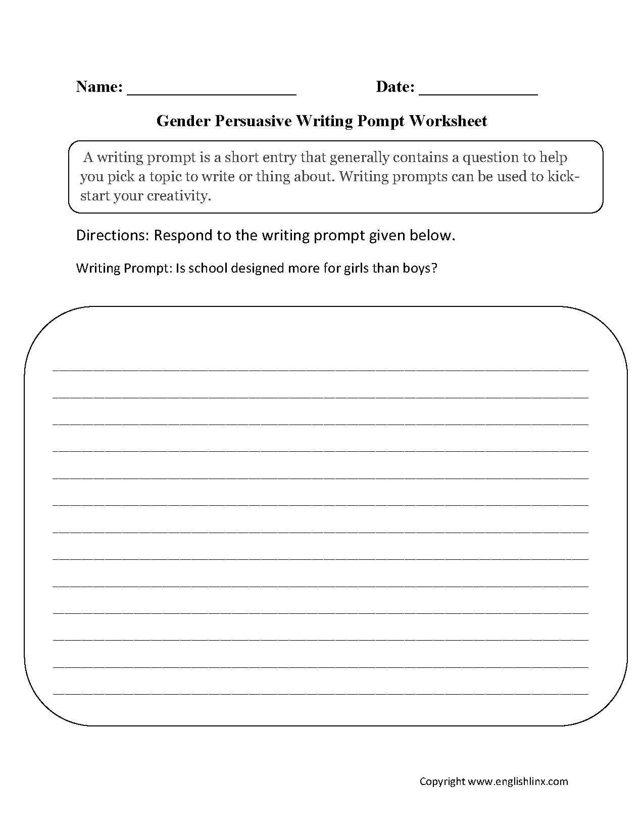 Writing Prompts Worksheets Persuasive Writing Prompts Worksheets