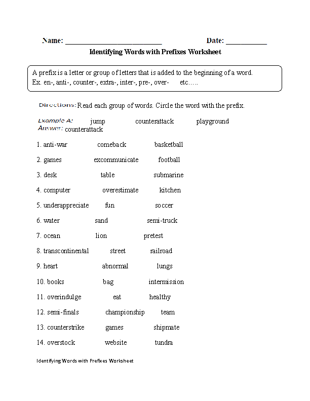 Englishlinx.com | Prefixes Worksheets