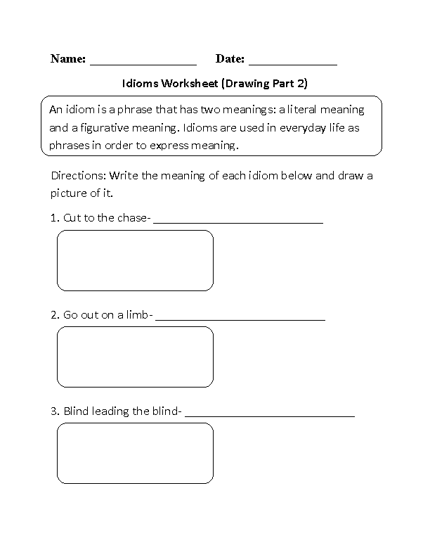 Drawing Idioms Worksheet Part 2
