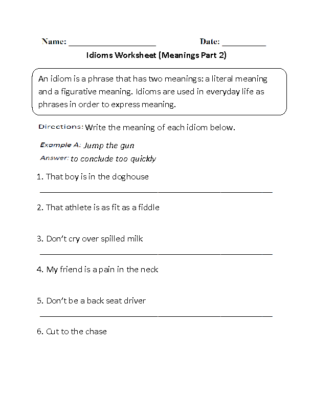 Englishlinx.com | Idioms Worksheets