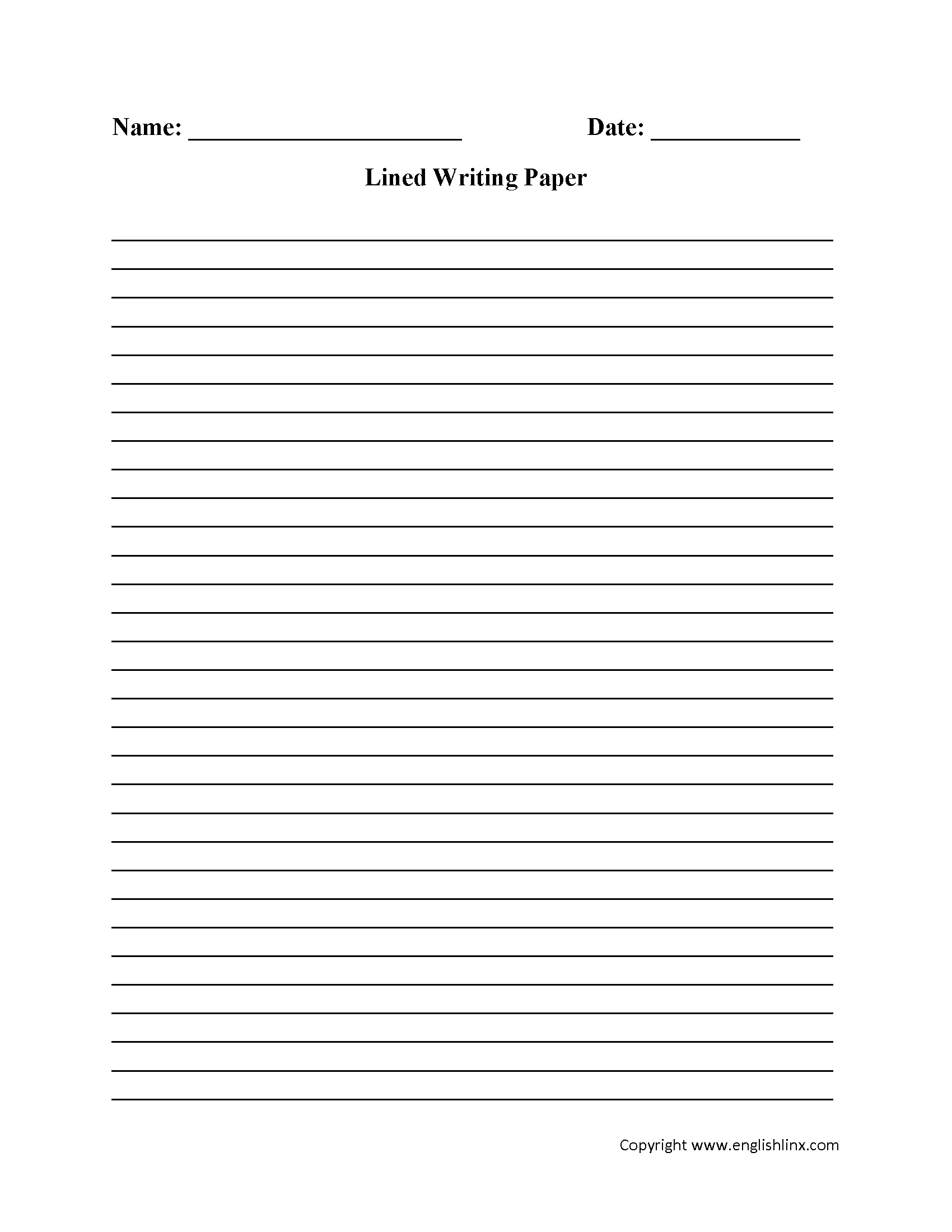 Free Printable Blank and White Kindergarten Writing Paper Template