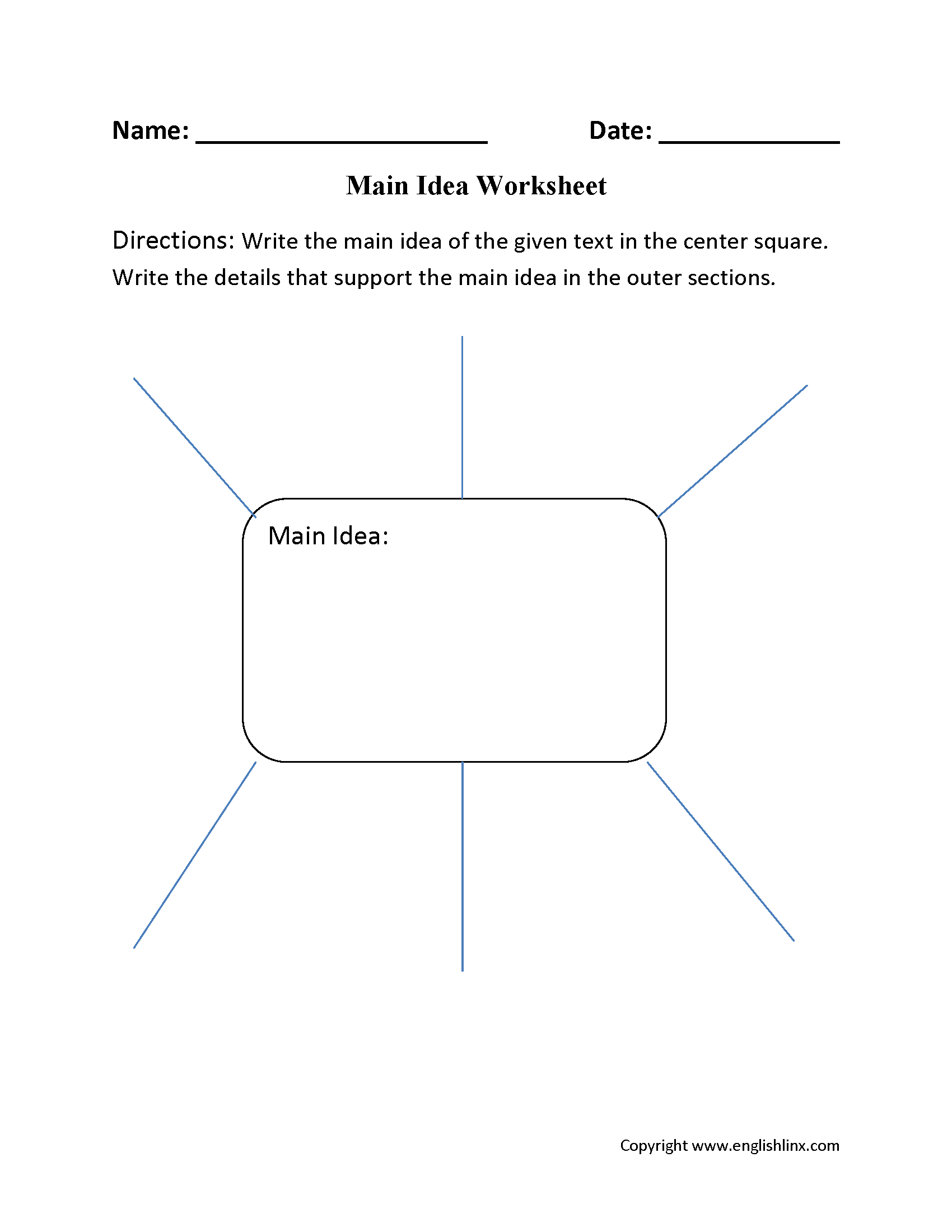 Main Ideas Worksheets