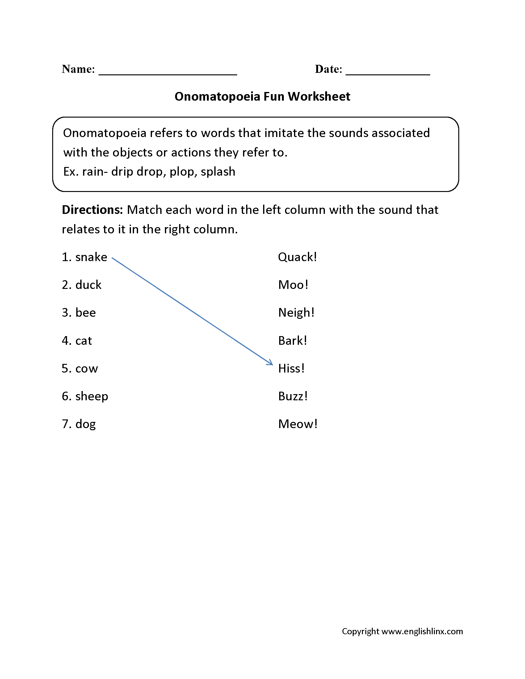 Onomatopoeia Fun with Worksheets