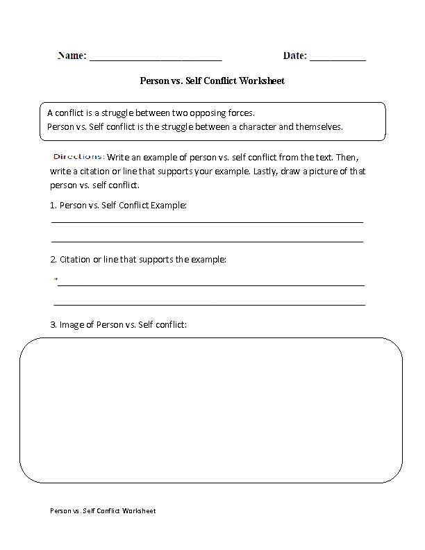 Person vs. Self Conflict Worksheet