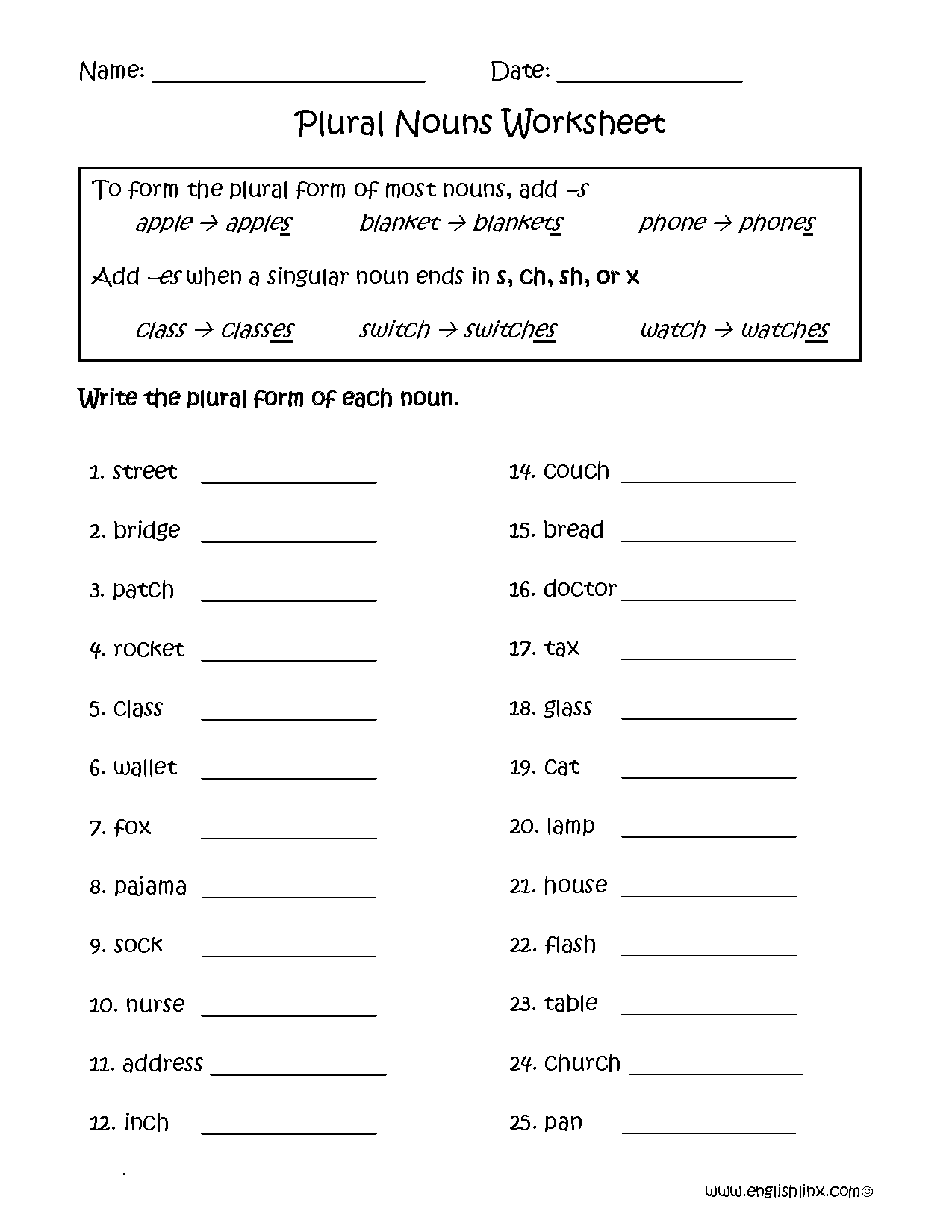 plurals-worksheets