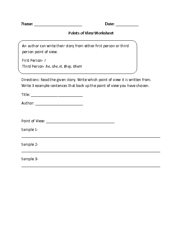 Point of View Worksheets