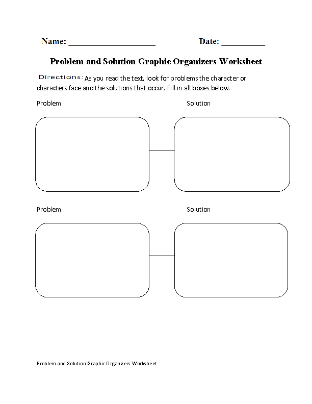 Problem and Solution Graphic Organizers Worksheet